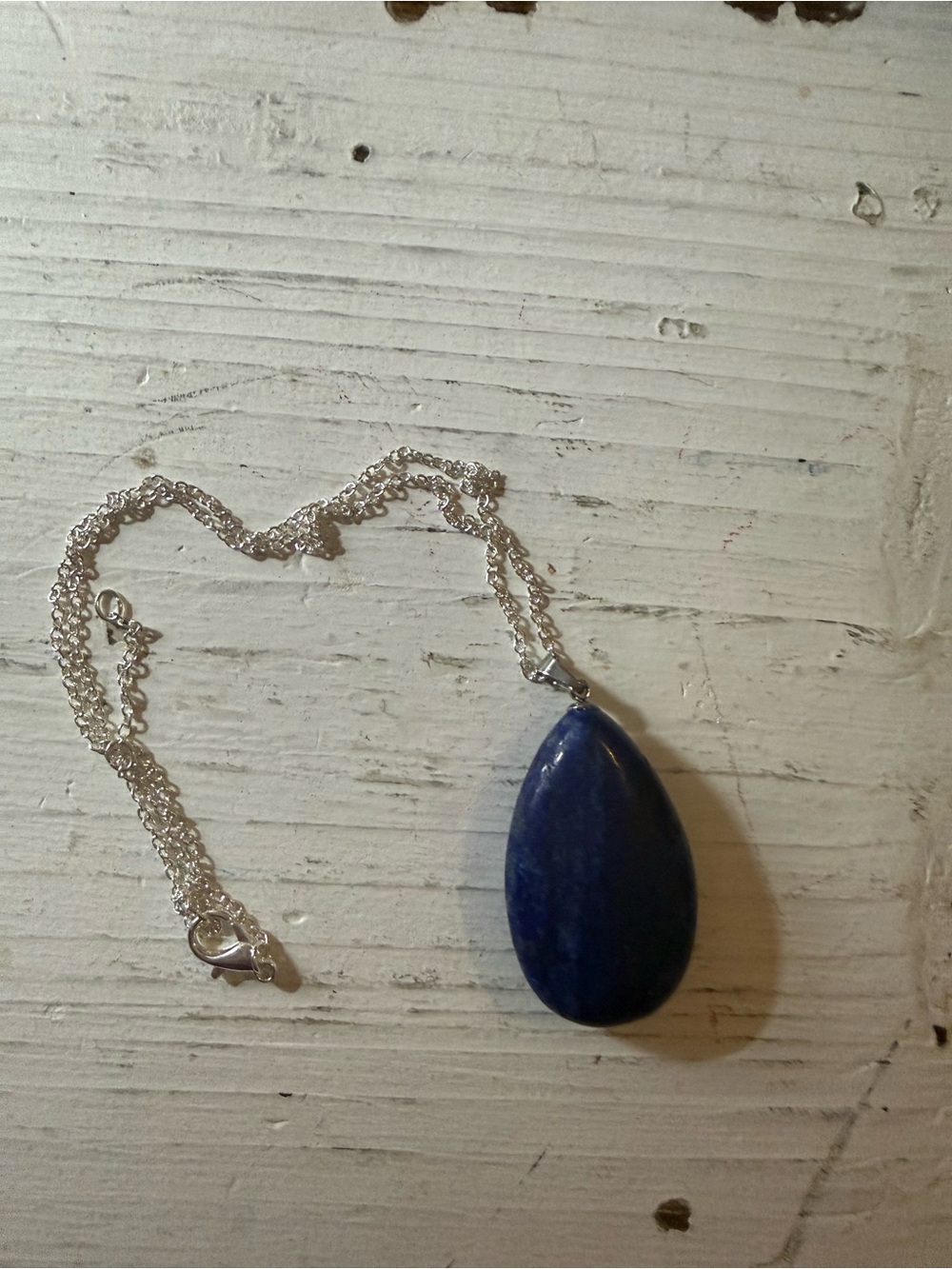 crystal Lapis Lazuli Teardrop Pendant Necklace